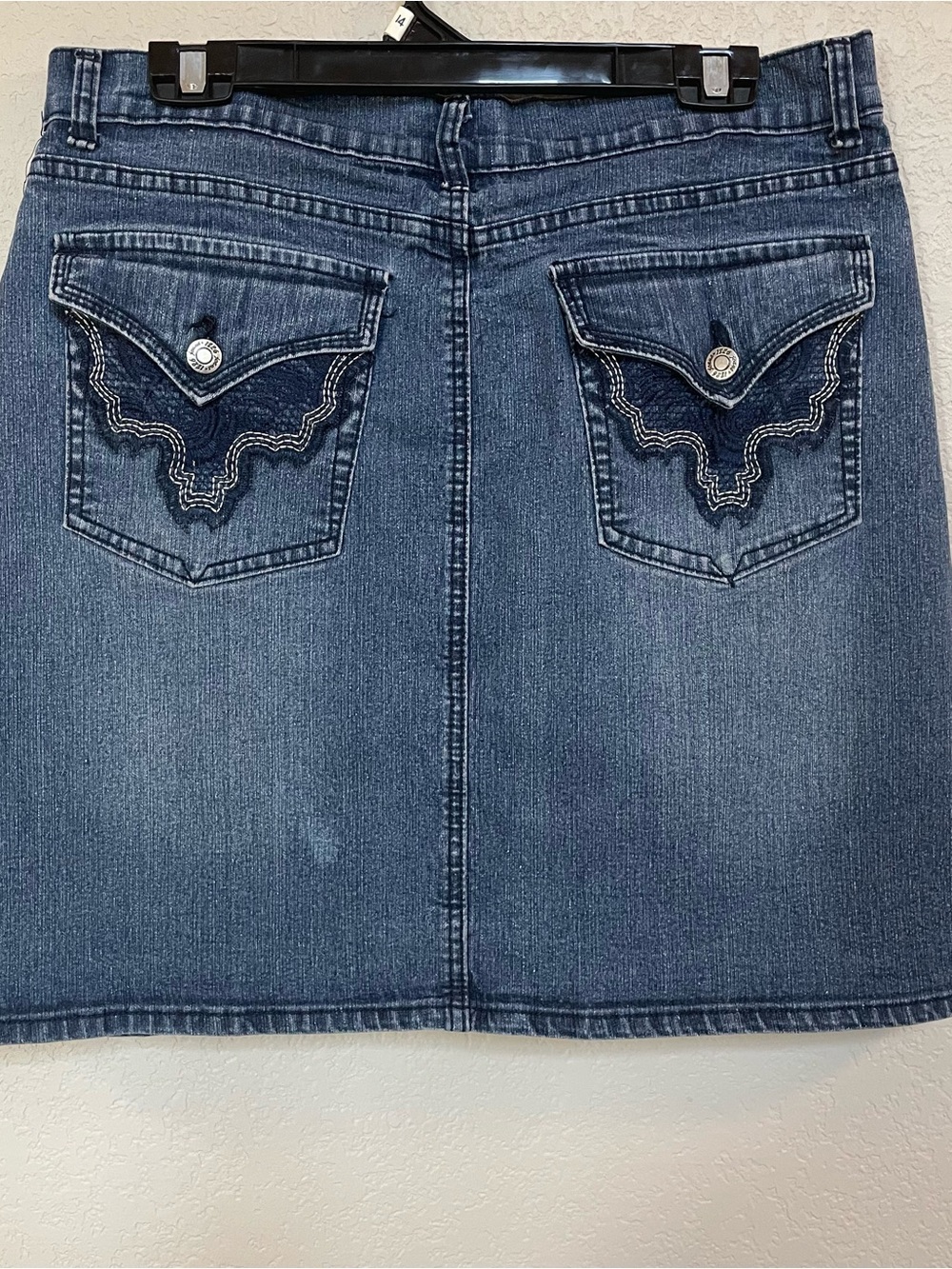1826 Jeans Women’s Blue Denim Solid Mini Skirt Stretch w/ Pockets Plus 1X